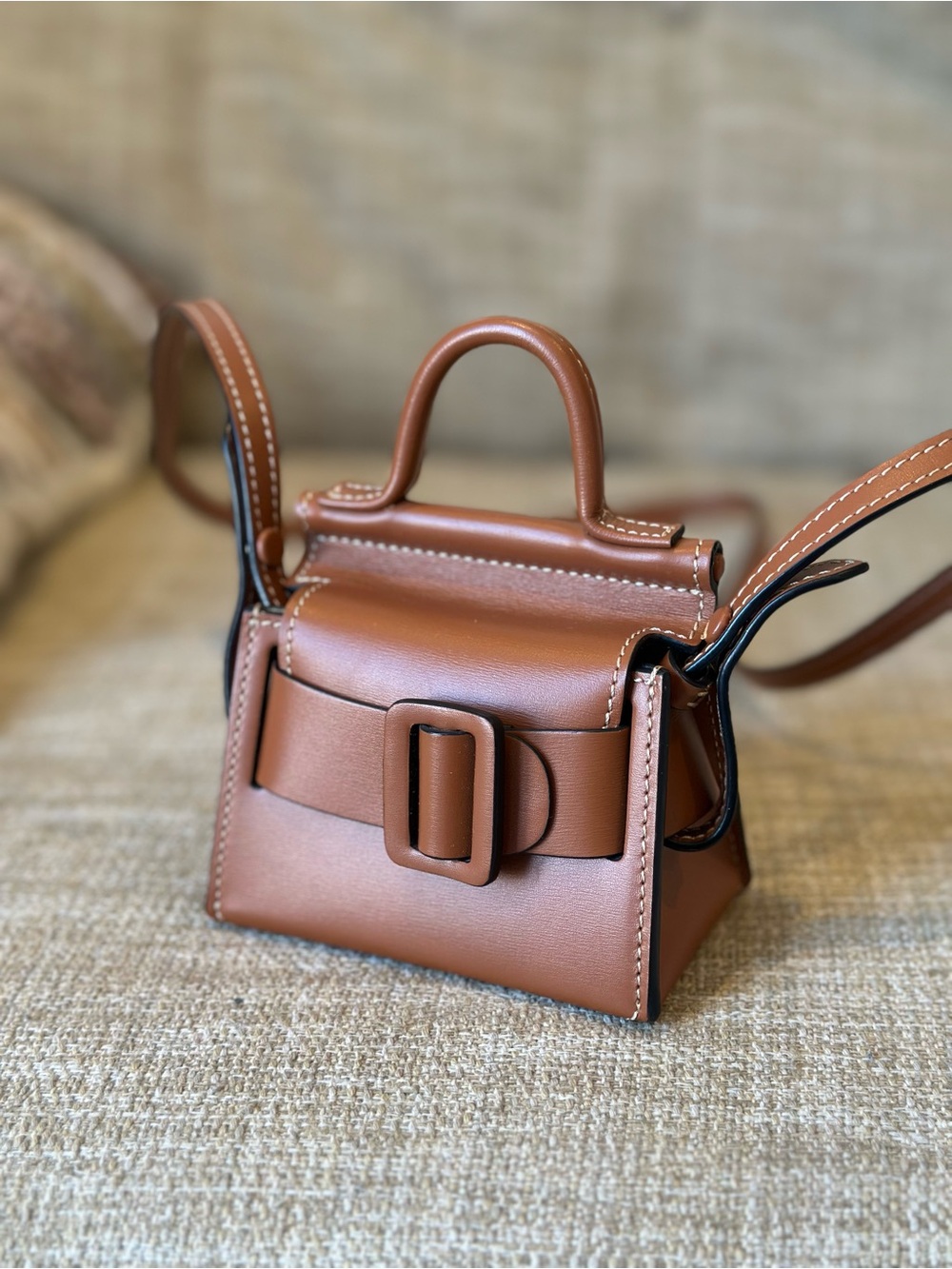 Boyy Brown Leather Micro Bobby Charm Crossbody Bag